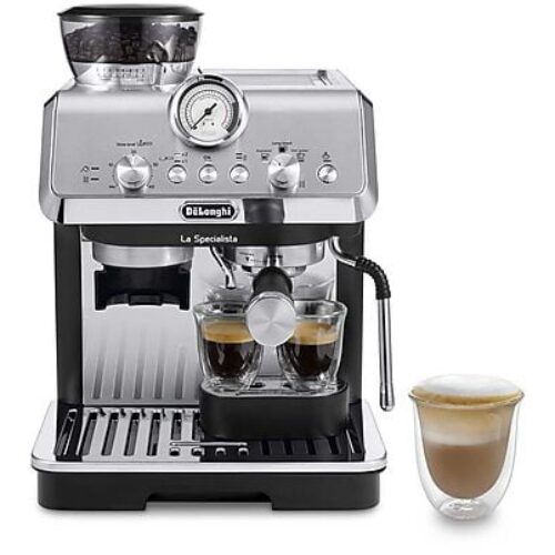 Macchina per Caffè in Chicchi Manuale DE’LONGHI La Specialista Arte EC9155.MB, Montalatte Manuale My Latte Art, Incluso Kit da Barista, Controllo Temperatura, 1400W, Metal Black