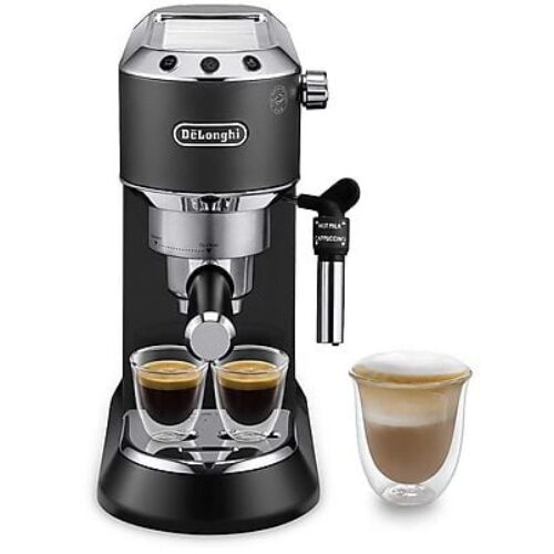 Macchina da Caffè Manuale Espresso e Cappuccino DE’LONGHI Dedica EC685.BK, Compatibile con Macinato o Cialde E.S.E., Spegnimento Automatico, Serbatoio Estraibile 1.1L, 1350W, 15bar, Nero