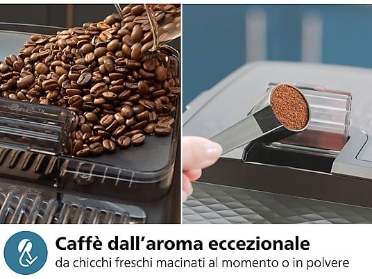 PHILIPS Series 5500 LatteGo EP5547/90 MACCHINA CAFFÈ AUTOMATICA, Nero, Cromato
