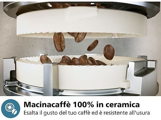 PHILIPS Series 5500 LatteGo EP5547/90 MACCHINA CAFFÈ AUTOMATICA, Nero, Cromato