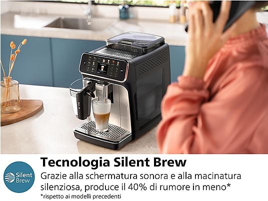 PHILIPS Series 5500 LatteGo EP5547/90 MACCHINA CAFFÈ AUTOMATICA, Nero, Cromato