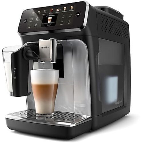 Macchina da caffè Automatica PHILIPS Series 4400 LatteGo EP4446/70, Compatibile con Caffè in Grani e Macinato, 1500 W, 15 bar, Serbatoio acqua 1.8 L, NERO/ARGENTO