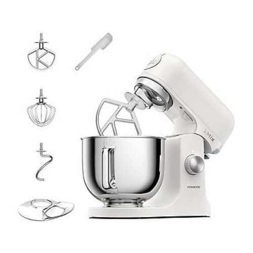 Impastatrice Planetaria KENWOOD kMix KMX751AWH con paraschizzi, 3 ganci e fruste, 1000 W, Ciotola 5L, Bianco