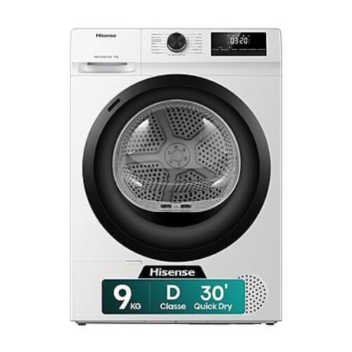 ASCIUGATRICE HISENSE DHQE900UWDC A pompa di calore, 9 kg, profondità 64 cm, 64 dB(A), Bianco, Classe D