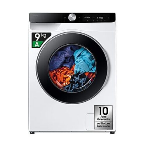 LAVATRICE SAMSUNG WW90DG6U85LKU3 , Caricamento frontale, 9 kg, 26 programmi, Profondità 55 cm, Giri 1400 rpm, BIANCO, livello rumorosità centrifuga 72 dB(A), Classe A