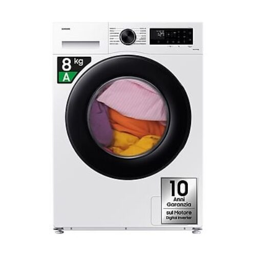 LAVATRICE SAMSUNG WW80CGC04DAEET , Caricamento frontale, 8 kg, 16 programmi, Profondità 60 cm, Giri 1400 rpm, Bianco, livello rumorosità centrifuga 72 dB(A), Classe A